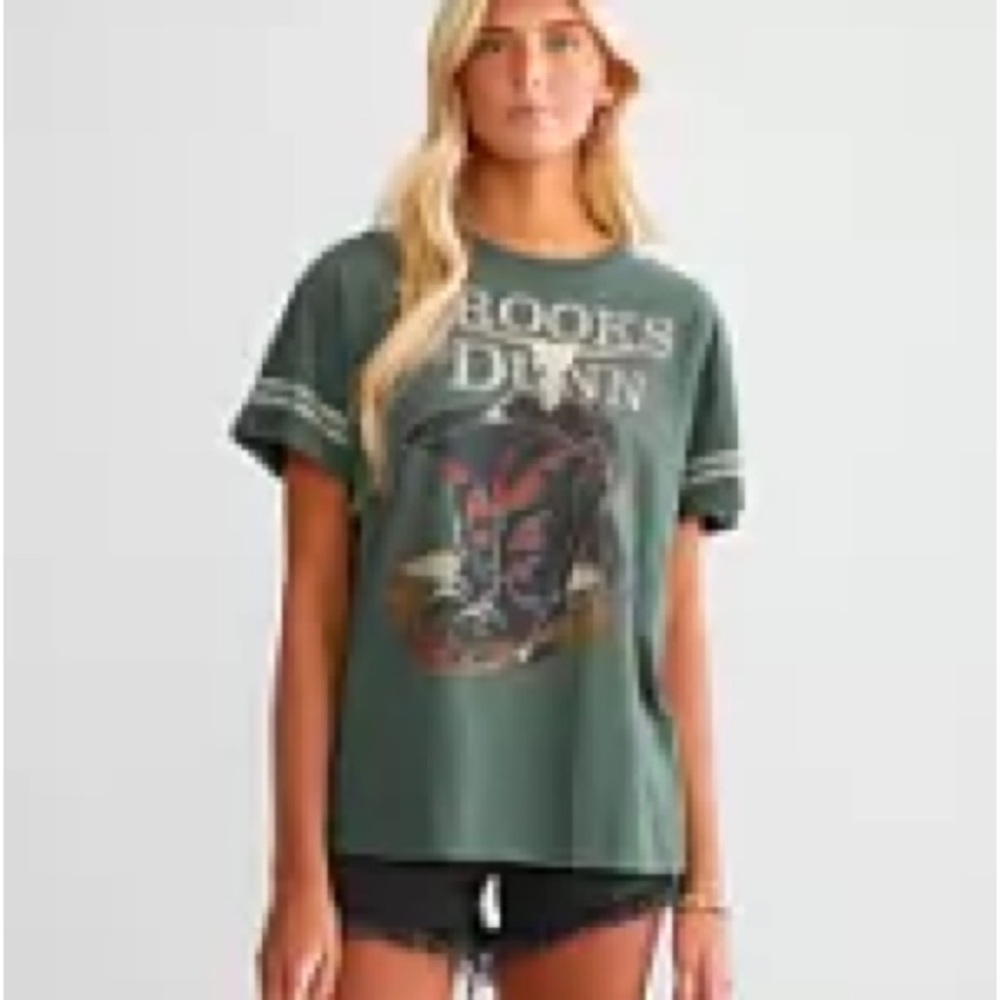 Buckle Brooks & Dunn Boots Band T-Shirt green country music western S